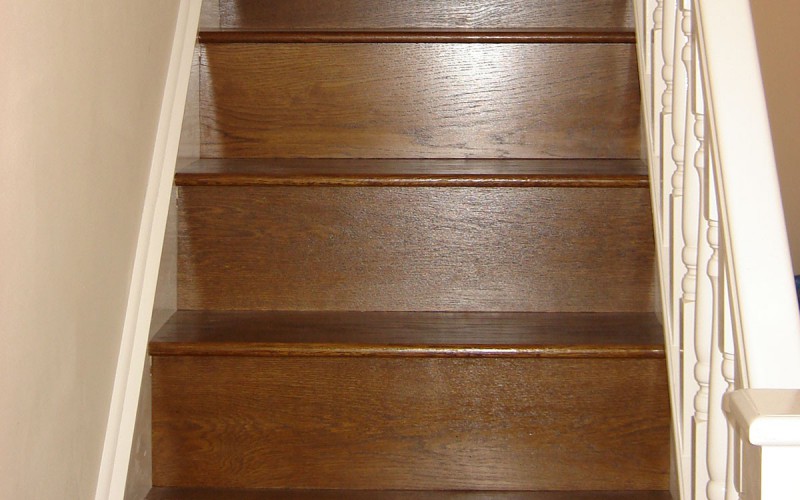 Stained oak steps